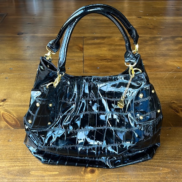 Big Buddha Handbags - Big Buddha Black Faux Patent Bag